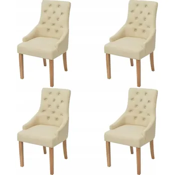 Jídelní židle Sada 4 Jídelních Židlí s Opěrkami na Ruce, Krémová, 52x60x95,5 cm