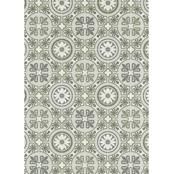 pvc podlaha Breno PVC SMARTEX Lagos 509M – ornamentální dlaždice do zelena, šíře 100 cm