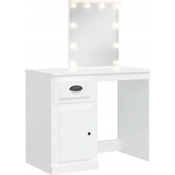 Toaletní stolek Toaletní Stolek se zrcadlem a LED osvětlením, materiál na bázi dřeva, bílá barva, 90x4