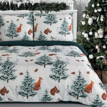 Vánoční povlečení 160x200 cm set bílé zimní les