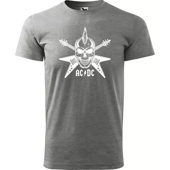 Pánské tričko Sablio Tričko s potiskem ACDC Lebka - šedé XL