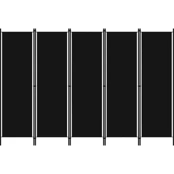 Paraván Paraván 5-křídlový z tkaniny a železa, 250 x 180 cm, černý