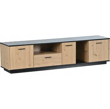 Televizní stolek TV stolek se třemi dvířky, zásuvkou a LED osvětlením