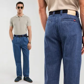 Pánské džíny BIG STAR PÁNSKÉ DŽÍNY VOLNÉHO STŘIHU S PROUŽKY TMAVĚ MODRÉ TEMIR 540 W30 L30