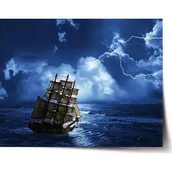Plakát Sablio Plakát Loď v bouřce - 120x80 cm