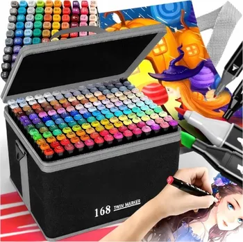 LIHOVÉ FIXY OBOUSTRANNÉ FIXY FIXY 168 KUSŮ SADA S TAŠKOU