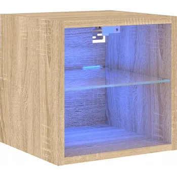 Televizní stolek Závěsná skříňka pod TV s LED RGB osvětlením, Dub Sonoma, 30x28,5x30 cm