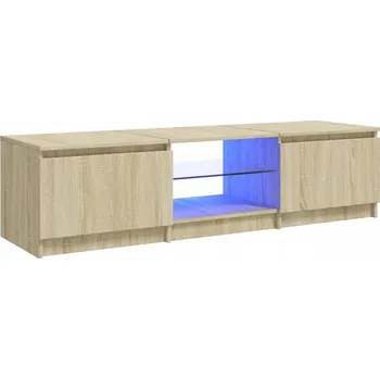 Televizní stolek TV stolek s LED RGB osvětlením, dub sonoma, 140x40x36 cm