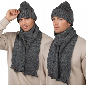Čepice PÁNSKÝ SET ČEPICE ČEPICE, ŠÁLA, TEPLÝ, MÓDNÍ, ZIMNÍ, Polské výroba 23001