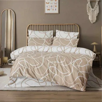 Povlečení TiaHome Merlot hnědé 200 x 140, 90 x 70 cm zipový uzávěr