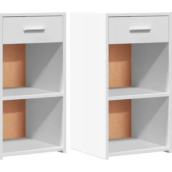 Noční stolek Elegantní noční stolky z dřevěného kompozitu, bílé, 35x34x65 cm