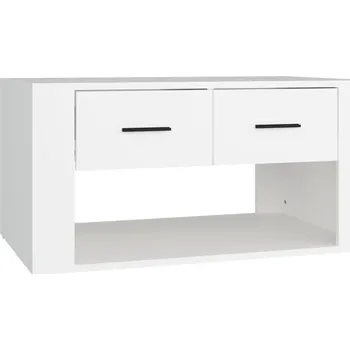 Konferenční stolek Funkční Konferenční Stolek se 2 zásuvkami, Bílý, 80x50x40 cm