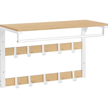 Věšák Vasagle Věšák na kabáty nástěnný s policí, přírodní-bílá LCR101W09