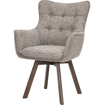 Jídelní židle Skandinávská otočná jídelní židle Herold s šedým potahem s nožičkami z dubového dřeva tmavé hnědé barvě 93 cm