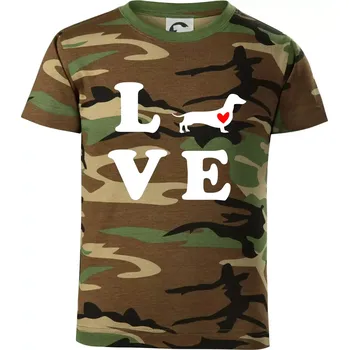 Chlapecké tričko Jezevčík - Love - Dětské maskáčové triko - 122 cm/6 let ( Hnědý maskáč )