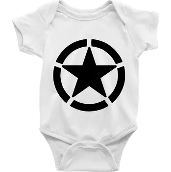 Kojenecké oblečení Army hvězda - Body kojenecké s krátkým rukávem - Krátký r. do 3 měs ( Bílá )