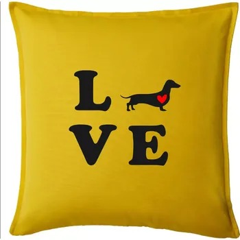 Polštář Jezevčík - Love - Polštář 50x50 - 50x50 - Pouze potah ( Žlutá )