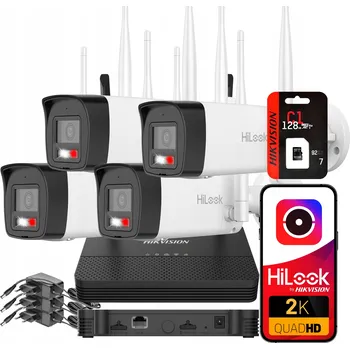 Bezpečnostní kamera WiFi monitorovací set 4Mpx, 4 kamery Hilook Hikvision Dual Light + SD karta 128GB