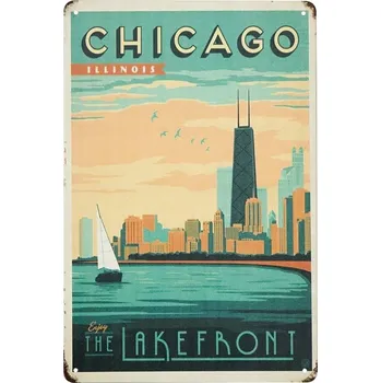 Obraz Plakát Kovová dekorativní cedule retro vintage CHICAGO