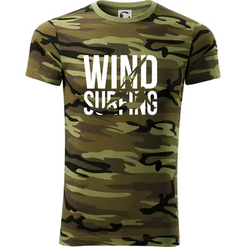 Pánské tričko Windsurfing nápis - Army CAMOUFLAGE - L ( Zelený maskáč )