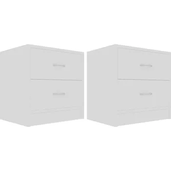 Noční stolek Noční stolek z dřevotřísky, bílý, 40x30x40 cm, 2 zásuvky