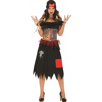 Karnevalový kostým KOSTÝM DÁMSKÝ ŠAMANKA VOODOO ŠAMAN VĚŠTKYNĚ PŘEVLEK HALLOWEEN S