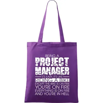 Being A Project Manager - bike - Taška bavlněná - 42 x 38 cm ( Fialová )