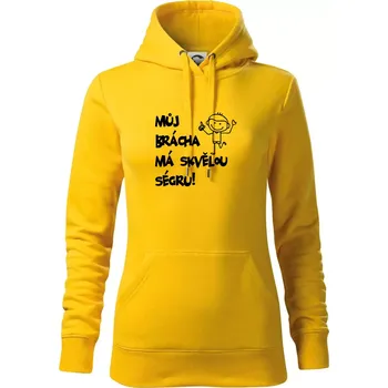 Dámská mikina Můj brácha má skvělou ségru - Mikina dámská Cape s kapucí - S ( Žlutá )