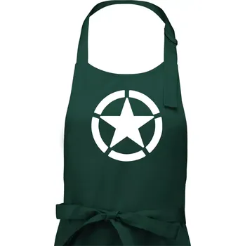 Kuchyňská zástěra Army hvězda - Pánská zástěra na vaření - Univerzální velikost ( Lahvově zelená )