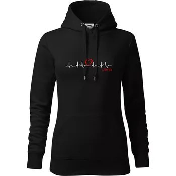 Dámská mikina Moje srdce bije pro climb (horolezení) - Mikina dámská Cape s kapucí - L ( Černá )