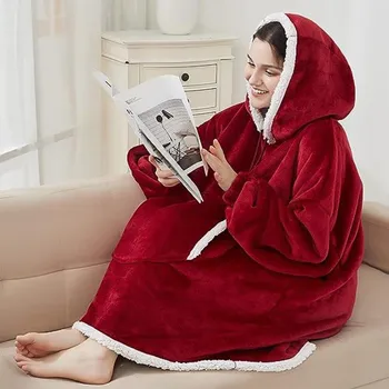 Hřejivá mikinová deka s kapucí 78 x 87 cm