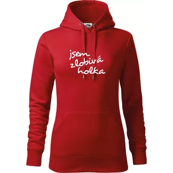 Dámská mikina Jsem zlobivá holka - Mikina dámská Cape s kapucí - M ( Červená )