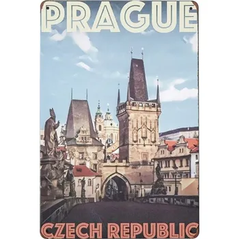 Obraz Plakát Kovová dekorativní cedule retro PRAGUE