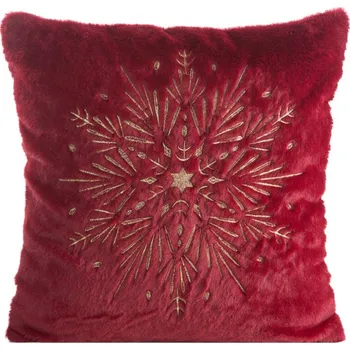 Vánoční sametový povlak na polštář 45x45 cm červená vločka