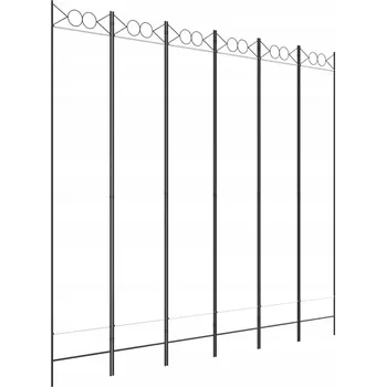 Paraván Paraván skládací z látky a železa, bílý, 240 x 220 cm, 6 panelů 36,5 x 1