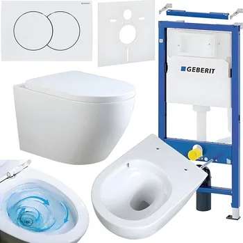 Klozet BPS-koupelny Podomítkový modul Geberit DuoFix s WC mísou MU-WH-TR-02 + ovládací tlačítko Delta 01 bílá