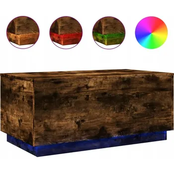 Konferenční stolek Konferenční stolek s LED osvětlením, dřevěný materiál, kouřový dub,