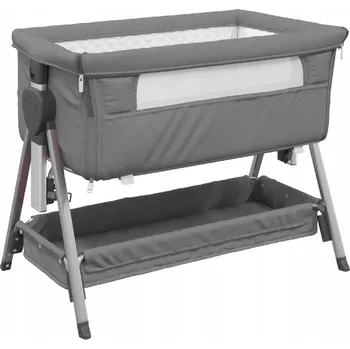 Dětská postýlka Dětská postýlka s matrací, nastavitelná, tmavě šedá, 93x56x70-82 cm