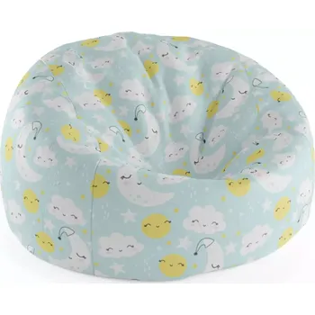 Sedací pytel Sablio Sedací vak Cocoon Měsíce, slunce a mráčky - 115 x 75 x 45 cm