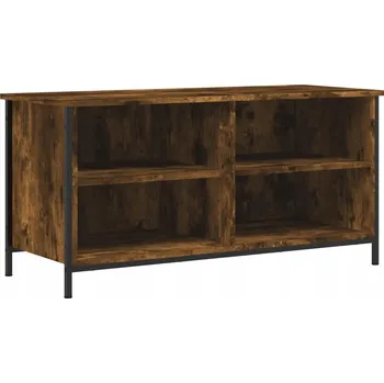 Televizní stolek TV stolek se 4 policemi, kouřový dub, 100x40x50 cm, železné nohy