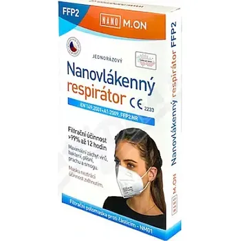 respirátor NANO M.ON nanovlákenný respirátor FFP2 bílý 5ks