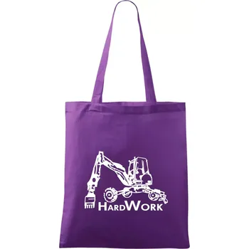 Nákupní taška Hard Work kráčivý bagr - Taška bavlněná - 42 x 38 cm ( Fialová )