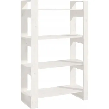 Knihovna Knihovna / Regál z masivní borovice, bílý, 80 x 35 x 125 cm