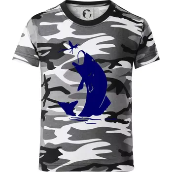 Chlapecké oblečení Ryba - komár - Dětské maskáčové triko - 146 cm/10 let ( Šedý maskáč )