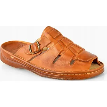 Pracovní obuv Polské pánské pantofle kryté 010 kůží MAXIMUS hnědé 46