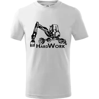 Chlapecké tričko Hard Work kráčivý bagr - Tričko dětské bavlněné - 98 cm / 2 roky ( Bílá )