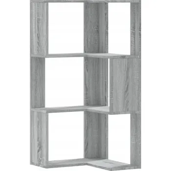 Knihovna Rohová police 3-úrovňová, šedý dub sonoma, 50 x 50 x 102 cm