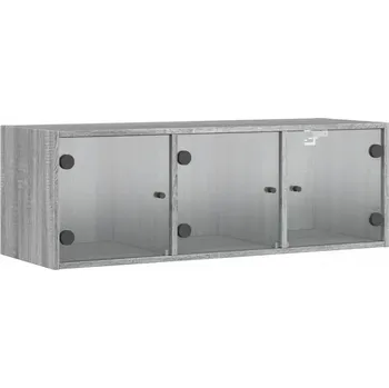 Komoda Nástěnná skříňka se skleněnými dvířky, šedý dub sonoma, 102x37x35 cm