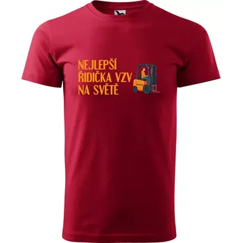 Pánské tričko Sablio Tričko s potiskem Nejlepší řidička VZV na světě - červené S