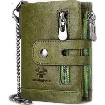 Humerpaul kožená peněženka s řetízkem Vigand Zelená